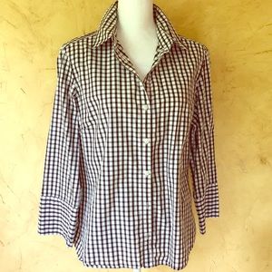 Jaeger cotton black white check button up shirt